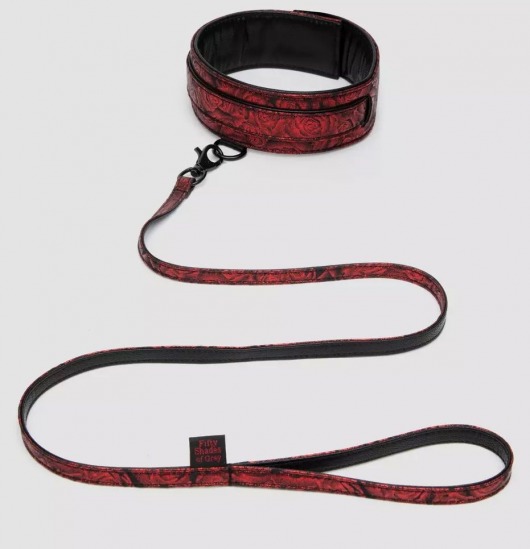 Стильный ошейник с поводком Reversible Faux Leather Collar and Lead - Fifty Shades of Grey - купить с доставкой в Челябинске