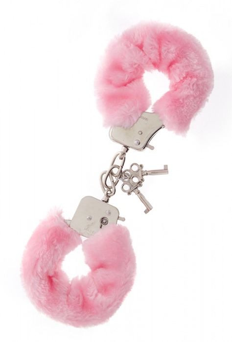 Металлические наручники с розовой меховой опушкой METAL HANDCUFF WITH PLUSH PINK - Dream Toys - купить с доставкой в Челябинске