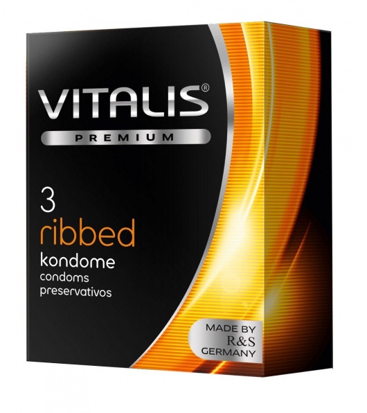 Ребристые презервативы VITALIS PREMIUM ribbed - 3 шт. - Vitalis - купить с доставкой в Челябинске