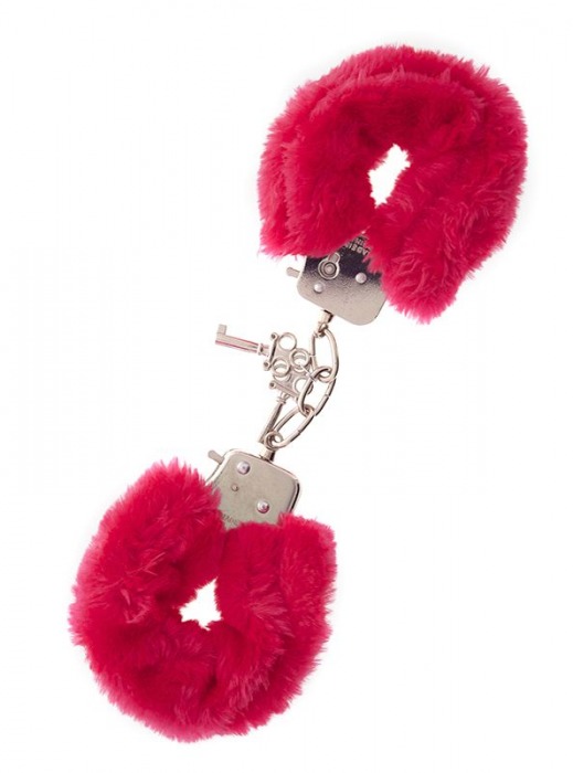 Металлические наручники с красной меховой опушкой METAL HANDCUFF WITH PLUSH RED - Dream Toys - купить с доставкой в Челябинске
