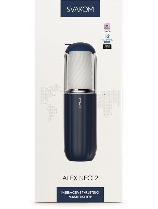 Черно-белый интерактивный мастурбатор Alex Neo 2 - Svakom - в Челябинске купить с доставкой