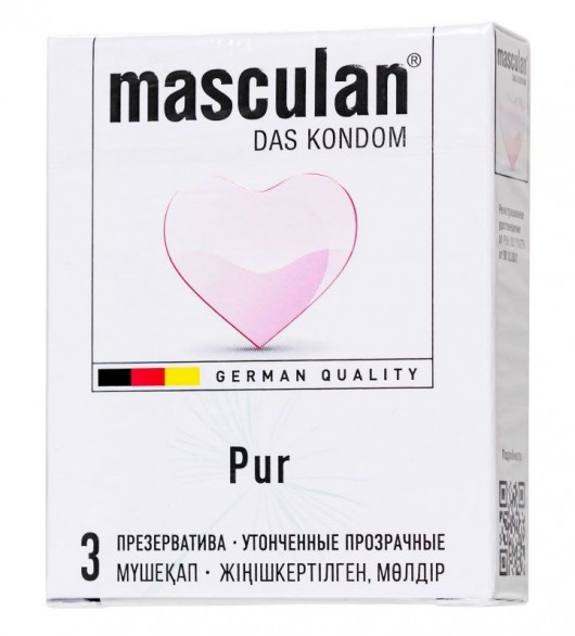 Супертонкие презервативы Masculan Pur - 3 шт. - Masculan - купить с доставкой в Челябинске