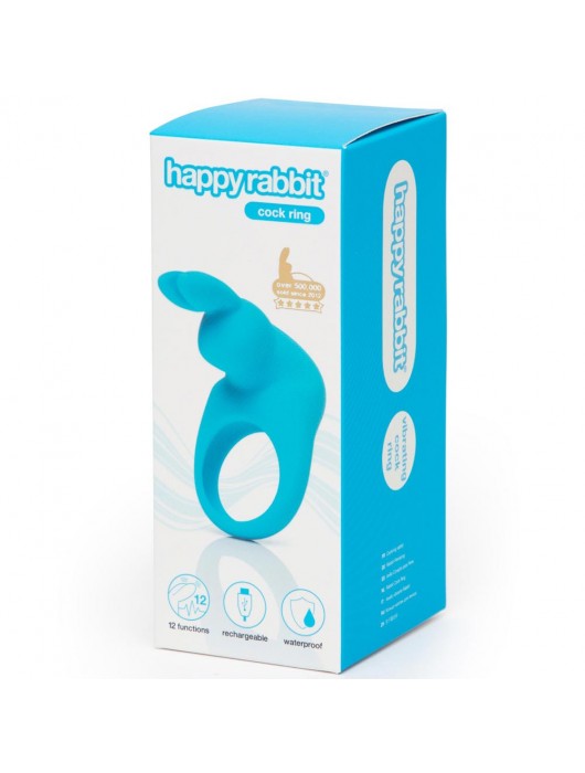 Голубое эрекционное виброкольцо Happy Rabbit Rechargeable Rabbit Cock Ring - Happy Rabbit - в Челябинске купить с доставкой