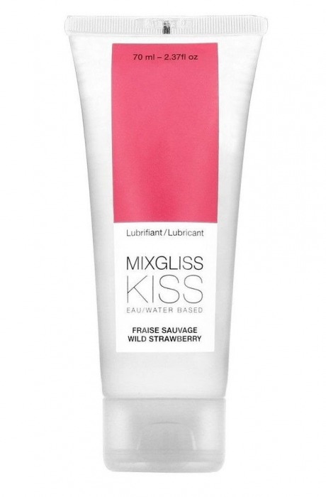 Смазка на водной основе Mixgliss Kiss с ароматом земляники - 70 мл. - Mixgliss - купить с доставкой в Челябинске