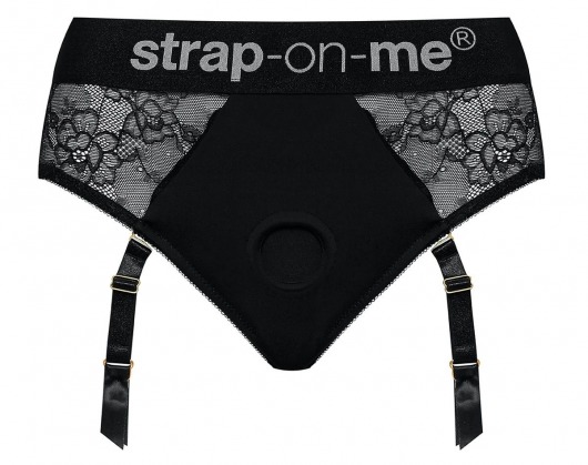 Черные трусики для насадок Diva Lingerie Harness - size L - Strap-on-me - купить с доставкой в Челябинске