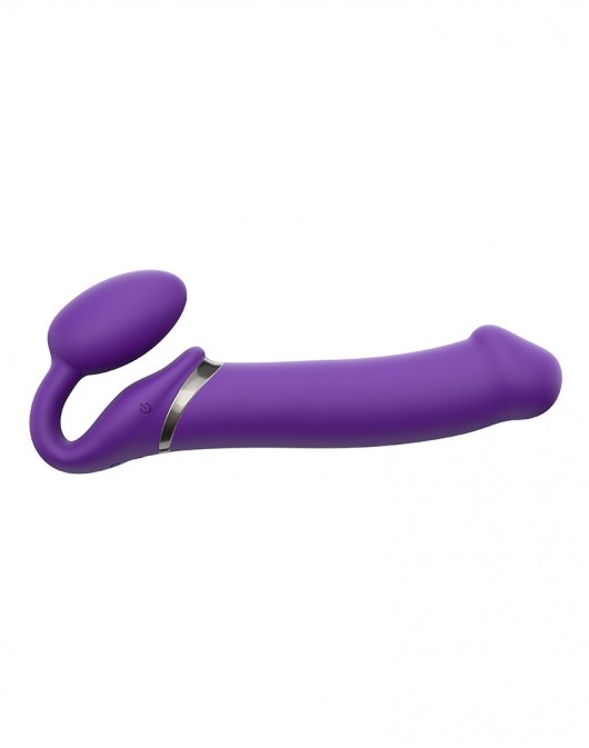 Фиолетовый безремневой вибрострапон Silicone Bendable Strap-On - size XL - Strap-on-me - купить с доставкой в Челябинске