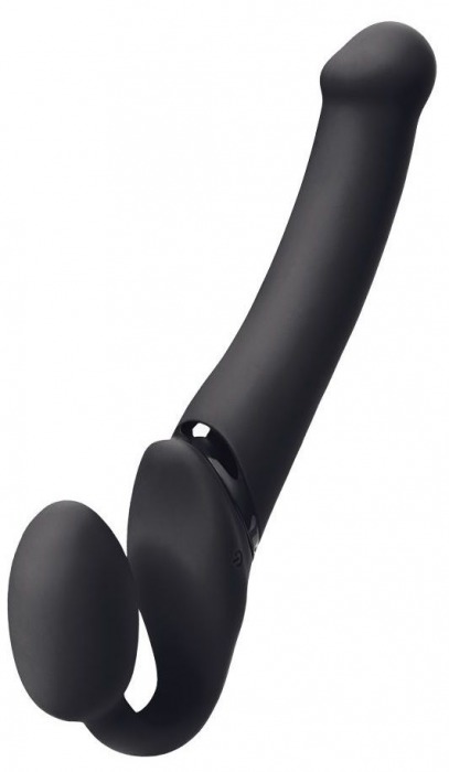Черный безремневой вибрострапон Silicone Bendable Strap-On - size XL - Strap-on-me - купить с доставкой в Челябинске