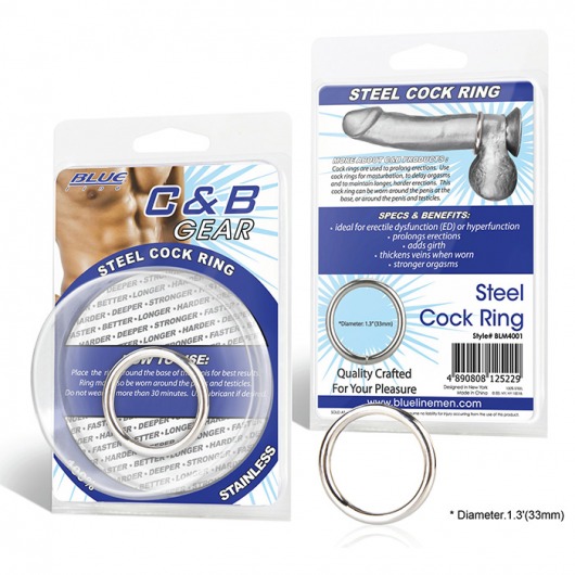 Стальное эрекционное кольцо STEEL COCK RING - 3.5 см. - BlueLine - в Челябинске купить с доставкой