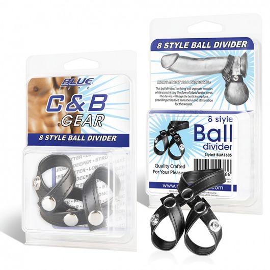 Разделитель мошонки из искусственной кожи на клепках 8 STYLE BALL DIVIDER - BlueLine - купить с доставкой в Челябинске
