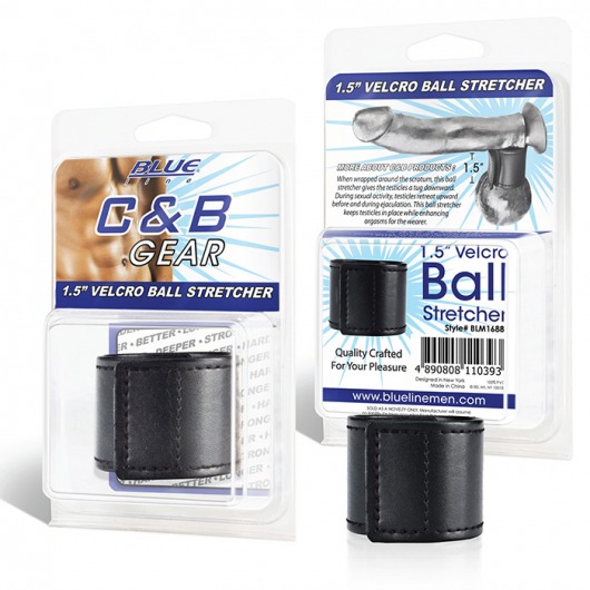 Хомут-утяжка для мошонки из искусственной кожи на липучке VELCRO BALL STRETCHER- 4 см. - BlueLine - в Челябинске купить с доставкой