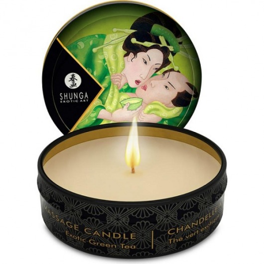 Массажная свеча Exotic Green Tea с ароматом зелёного чая - 30 мл. - Shunga - купить с доставкой в Челябинске