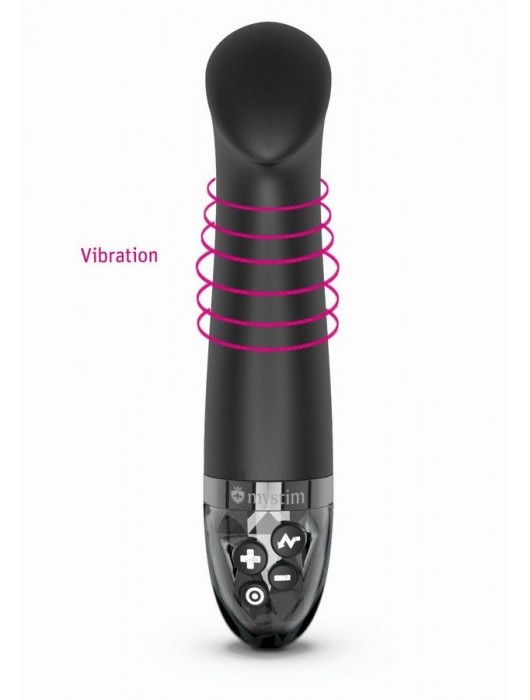 Черный вибратор с функцией электростимуляции Right on Ron - 17 см. - MyStim - купить с доставкой в Челябинске