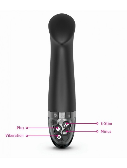 Черный вибратор с функцией электростимуляции Right on Ron - 17 см. - MyStim - купить с доставкой в Челябинске
