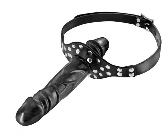 Черный кляп-фаллоимитатор Double Penis Gag - Fetish Tentation - купить с доставкой в Челябинске