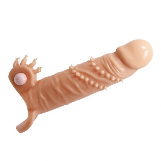Телесная удлиняющая вибронасадка Penis Sleeve Connor - 17 см. - Baile - в Челябинске купить с доставкой
