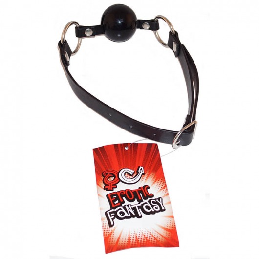 Силиконовый черный кляп-шарик на ремне Black Ballgag - Erotic Fantasy - купить с доставкой в Челябинске