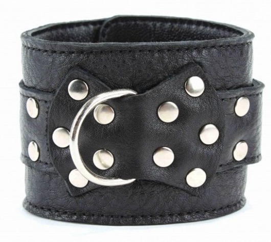 Чёрные наручники  из кожи с пряжкой - БДСМ Арсенал - купить с доставкой в Челябинске