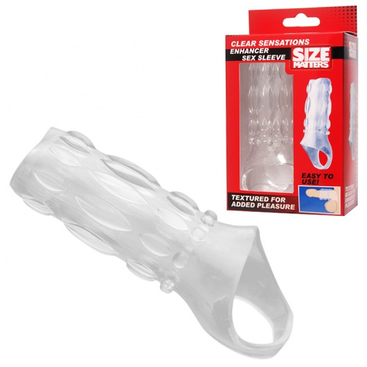 Насадка на пенис с кольцом для мошонки Clear Sensations Enhancer Sex Sleeve - 11,5 см. - XR Brands - в Челябинске купить с доставкой
