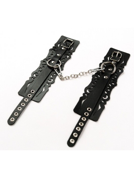 Узорчатые кожаные оковы с регулируемыми ремешками - Crazy Handmade - купить с доставкой в Челябинске