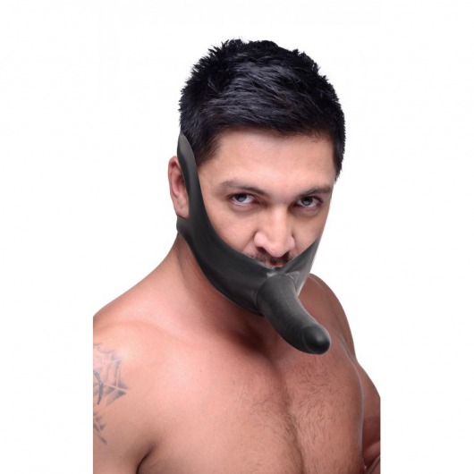 Черный кляп-страпон Masters Mini Face Fuck Strap-On - 14 см. - XR Brands - купить с доставкой в Челябинске
