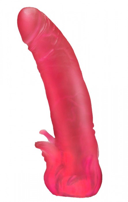 Розовая насадка для страпона с клиторальными лепестками - 18,5 см. - LOVETOY (А-Полимер) - купить с доставкой в Челябинске