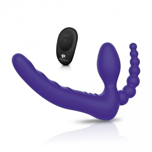 Фиолетовый безремневой страпон с пультом ДУ 7’’ Remote Control Strapless - 24 см. - Pegasus - купить с доставкой в Челябинске