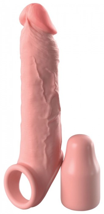 Телесная насадка-удлинитель 2 Inch Silicone X-tension with Strap - 20,3 см. - Pipedream - в Челябинске купить с доставкой