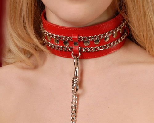 Красный ошейник с цепочками - Sitabella - купить с доставкой в Челябинске