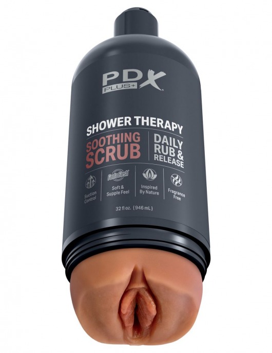 Мастурбатор-вагина цвета карамели Shower Therapy Soothing Scrub - Pipedream - в Челябинске купить с доставкой
