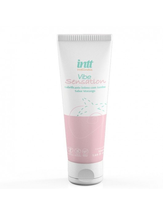 Лубрикант на водной основе Vibe Sensation с клубничным вкусом и легким вибрирующим эффектом - 50 гр. - INTT - купить с доставкой в Челябинске