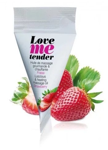 Съедобное согревающее массажное масло Love Me Tender Strawberry с ароматом клубники - 10 мл. - Love to Love - купить с доставкой в Челябинске