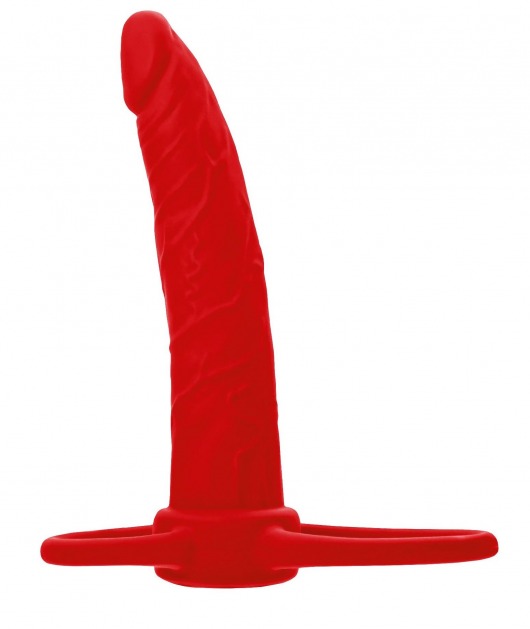 Красная насадка на пенис для двойного проникновения Black Red - 16,5 см. - ToyFa - купить с доставкой в Челябинске