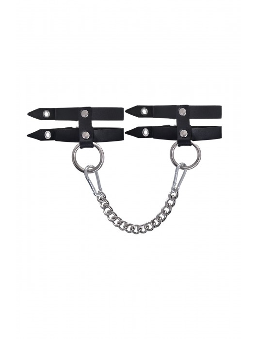 Черные однослойные кожаные оковы из двух ремешков - Pecado - купить с доставкой в Челябинске