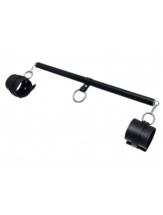 Черная распорка для ног с кожаными манжетами - Pecado - купить с доставкой в Челябинске