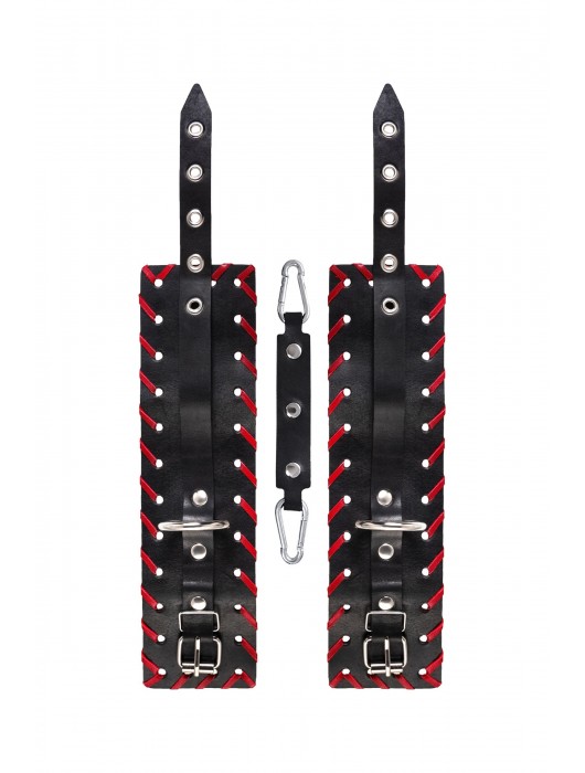 Черно-красные оковы из натуральной кожи - Pecado - купить с доставкой в Челябинске