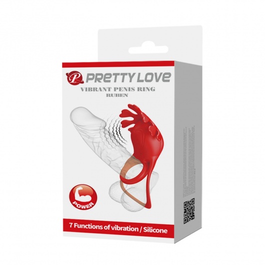 Красное эрекционное кольцо с вибрацией Ruben - Baile - в Челябинске купить с доставкой