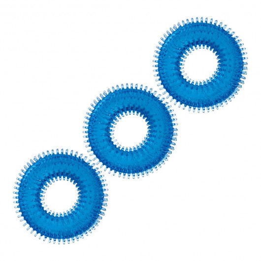 Комплект из трех голубых колец для эрекции 3-Pack Ultra-Stim Stretch Cock Rings - BlueLine - в Челябинске купить с доставкой