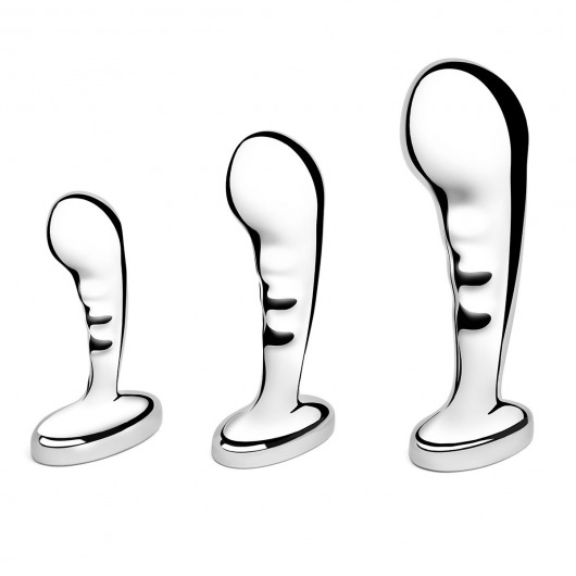 Набор из 3 стальных стимуляторов простаты Stainless Steel P-spot Training Set - b-Vibe - в Челябинске купить с доставкой