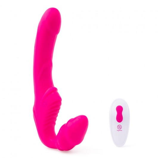 Розовый безремневой страпон на радиоуправлении Strapless Together - 22 см. - Together Toy - купить с доставкой в Челябинске