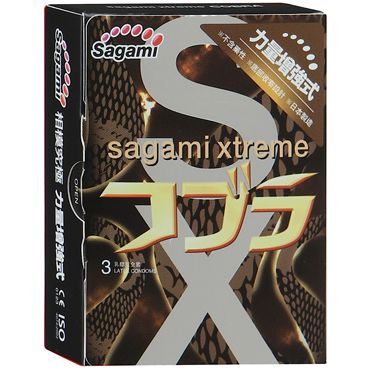 Суженные к основанию презервативы Sagami Xtreme COBRA - 3 шт. - Sagami - купить с доставкой в Челябинске