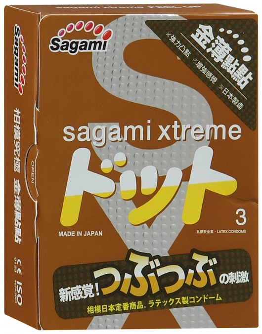 Презервативы Sagami Xtreme FEEL UP с точечной текстурой и линиями прилегания - 3 шт. - Sagami - купить с доставкой в Челябинске