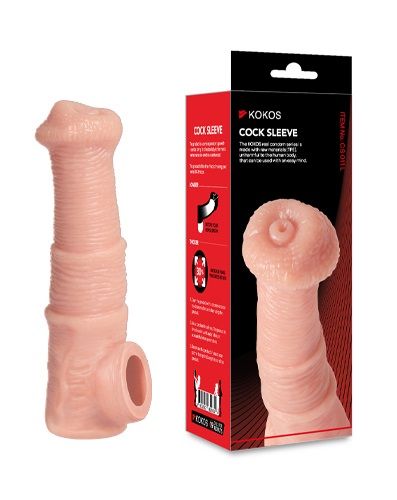 Телесная фантазийная насадка на член Cock Sleeve Size M - KOKOS - в Челябинске купить с доставкой