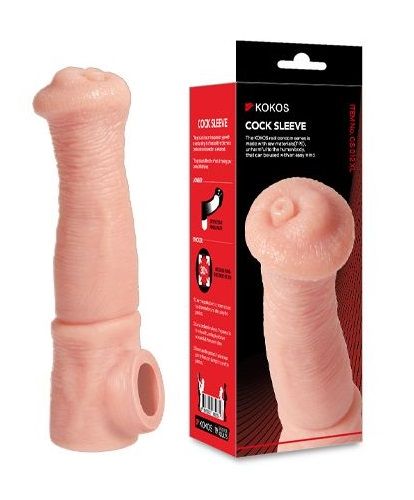 Телесная фантазийная насадка на член Cock Sleeve Size L - KOKOS - в Челябинске купить с доставкой