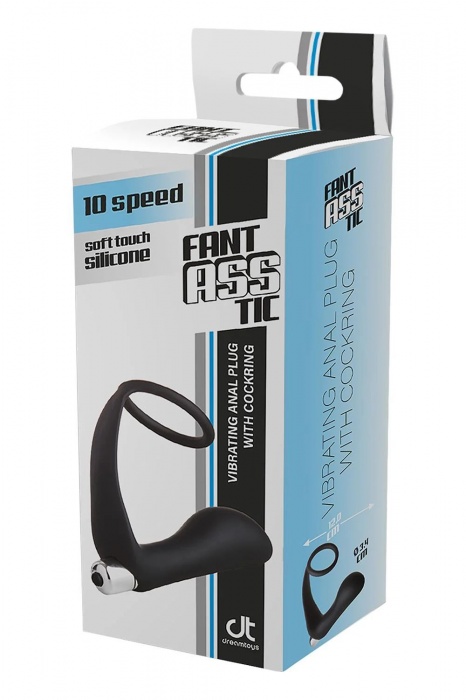 Черное эрекционное кольцо с вибропробкой Vibrating Anal Plug With Cockring - Dream Toys - в Челябинске купить с доставкой