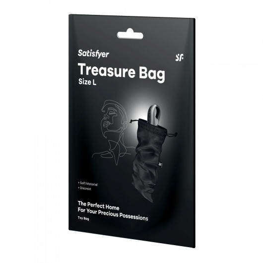 Черный мешочек для хранения игрушек Treasure Bag L - Satisfyer - купить с доставкой в Челябинске