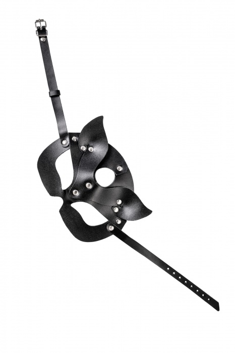 Черная кожаная рельефная маска кошки - Pecado - купить с доставкой в Челябинске