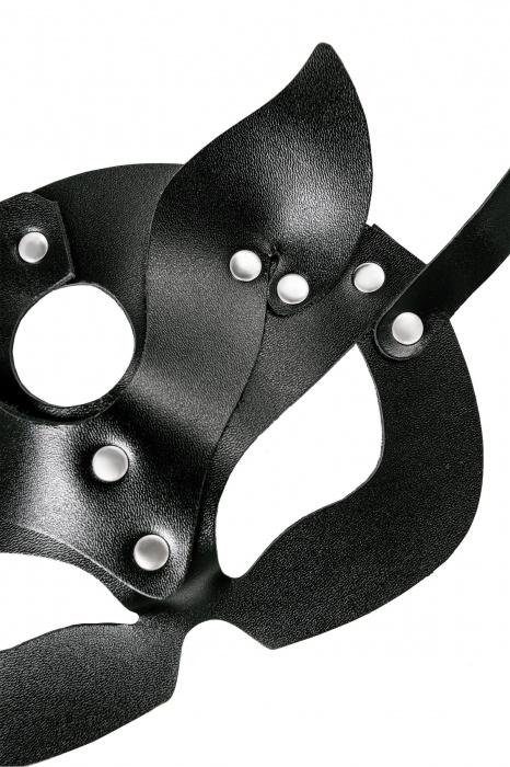 Черная кожаная рельефная маска кошки - Pecado - купить с доставкой в Челябинске