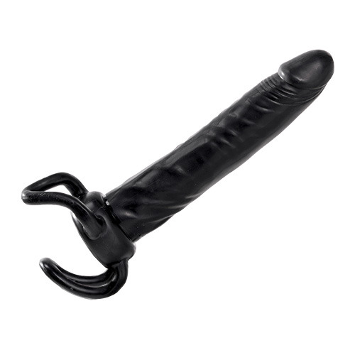 Чёрная насадка-фаллос для двойного проникновения INFLATABLE DILDO SLIM DONG  - 13,5 см. - Toyz4lovers - в Челябинске купить с доставкой