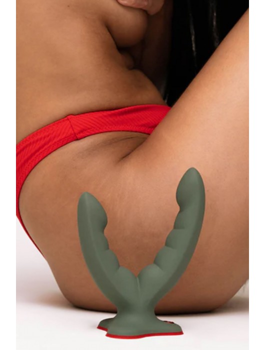 Оливковый двойной фаллоимитатор Ryde - 12,3 см. - Fun Factory