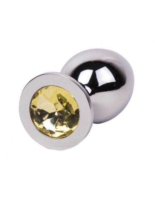 Большой стальной плаг с желтым кристаллом Sweet Lemon - 9,5 см. - Erotic Fantasy - купить с доставкой в Челябинске